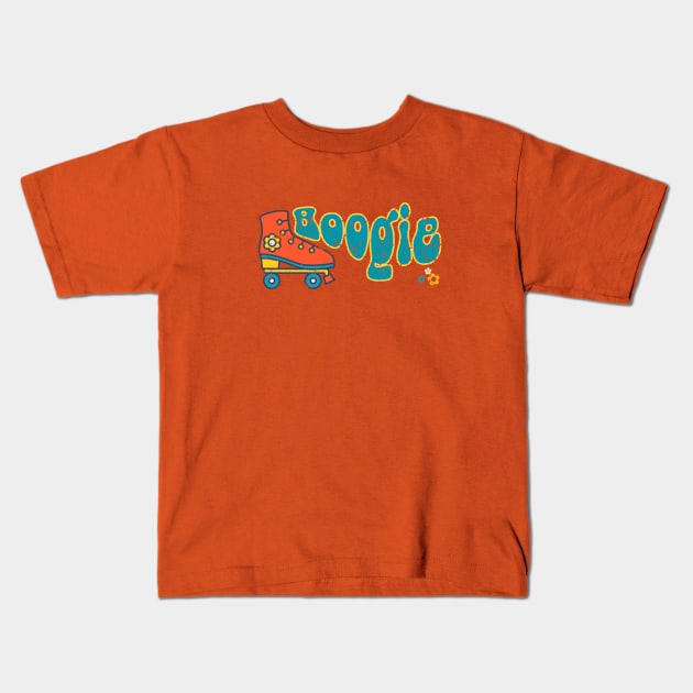 Retro | ROLLER BOOGIE--Groovy Vintage Look 70s Rollerskate Kids T-Shirt by JENXTEES